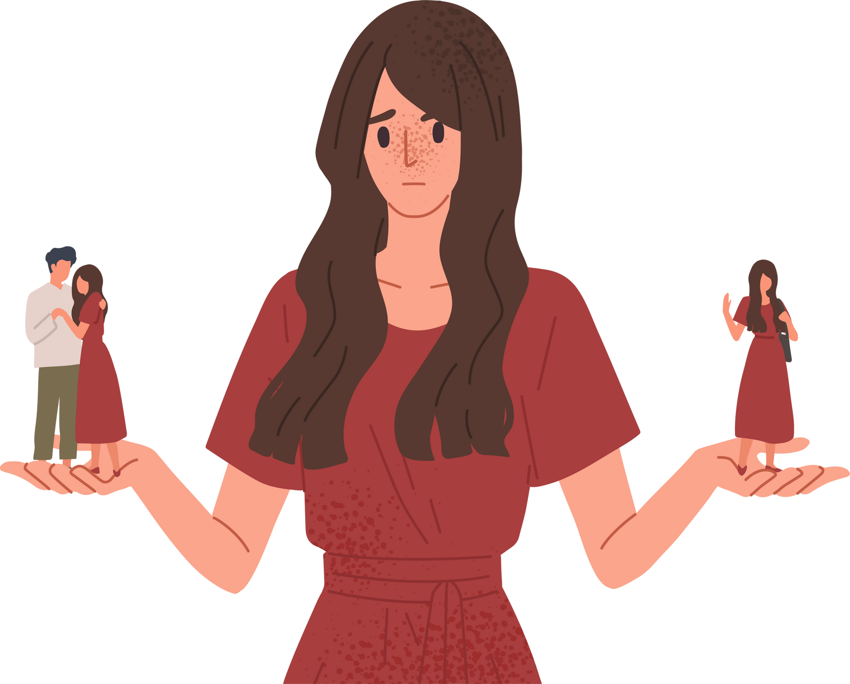 Choice between Loneliness and Relationships Concept